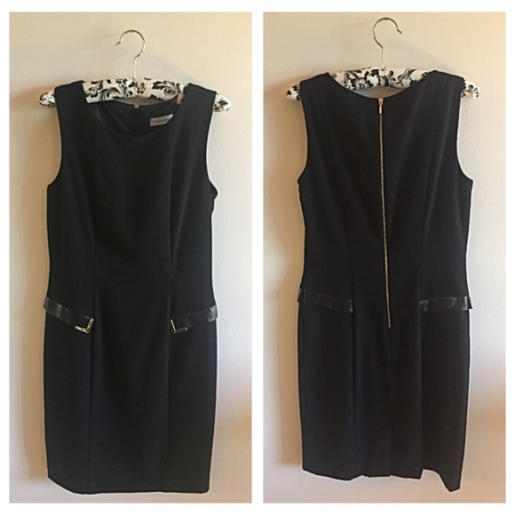 Calvin Klein | LBD with Leather and Gold | Size 4 - Picture 1 of 2